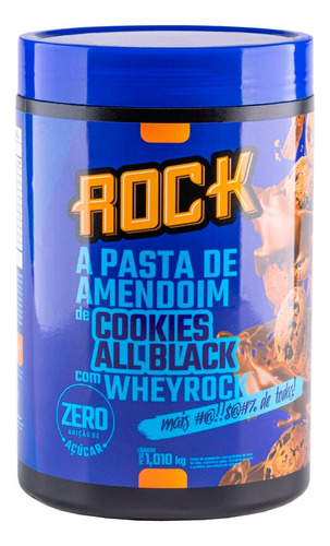 Pasta De Amendoim Rock Com Whey Protein Zero Açúcar 1kg Sabores Cookies And Black