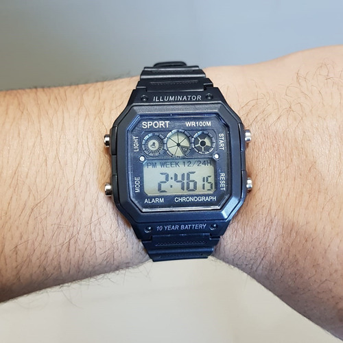 Relógio Masculino Digital Preto Esporte Militar Ultra Light