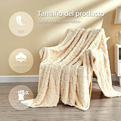 Manta De Felpa Extragrande, Suave Y Gruesa 200*180cm Beige