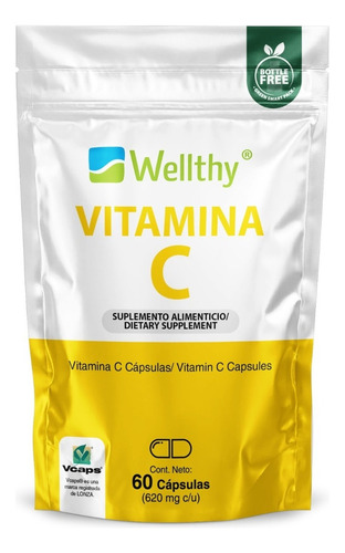 Cápsulas Vitamina C Wellthy 60 Caps Sabor Sin Sabor