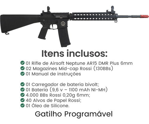 Rifle Rossi Neptune Ar15 6mm Dmr Plus Gatilho Programável