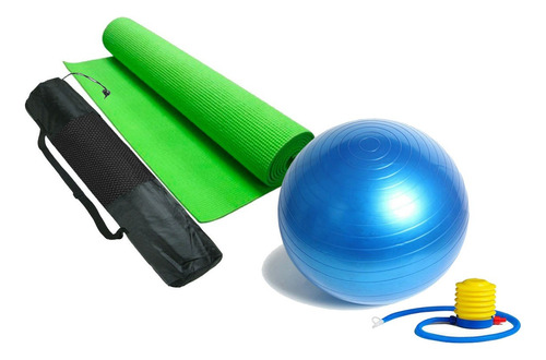 Bola Pilates 65cm Pelota Yoga Terapia Inflador + Colchoneta