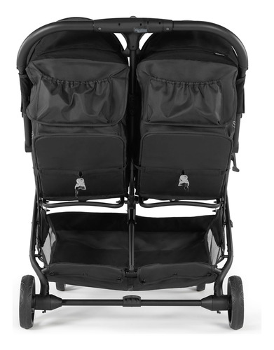 Cochecito Doble Ligero Plegable Negro Con Asientos Reclinabl