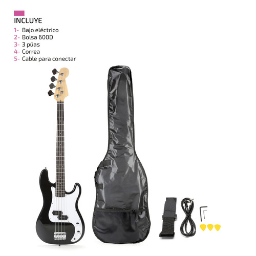 Imagen 4 de 7 de Bajo Electrico Acustico Femmto Precision Cuerda Bajos Orientación De La Mano Diestro Color Negro