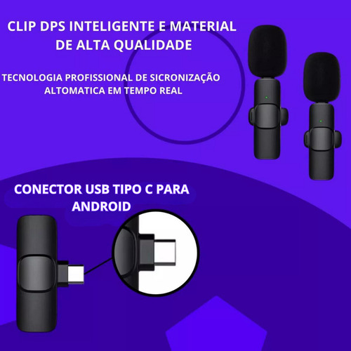Microfone Sem Fio Duplo Lapela Compátivel Profissional Cor T