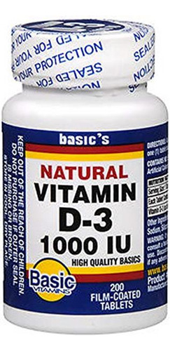 Basic Vitamins Vitamina D-3 1000 Ui 200 Tabletas
