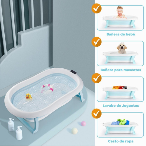 Bañera Tina Plegable Con 2 Cojín Para Bebés Recién Y Nacidos