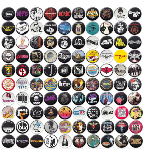 10 Botones, Pin 3.2 Cm - Bandas Rock, Alternativo, Grunge