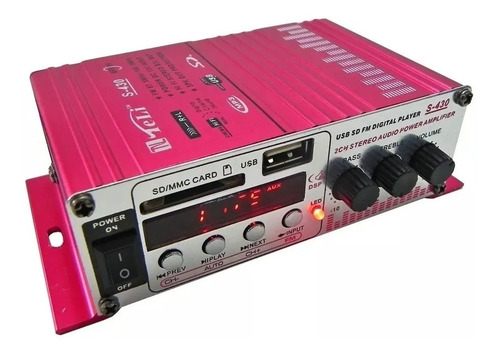 Mini Amplificador Audio Potencia 10w X2 Canales S-430 Usb Sd
