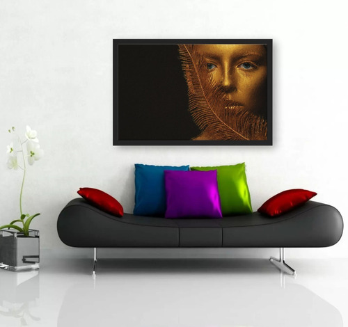 Quadro Decorativo Grande Sala Beleza Black Gold Preto E Ouro