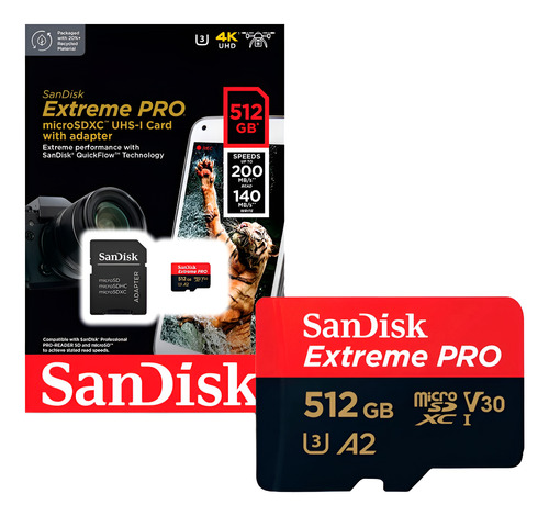 Cartão De Memória 512gb Microsd 200mbs Extreme Pro Sandisk