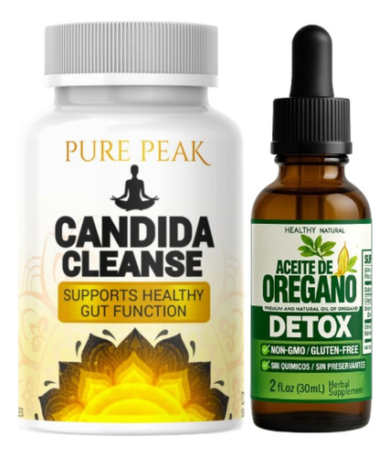 Pack Candida Cleanse 60 Caps + 1 Aceite De Orégano. Original Sin Sabor