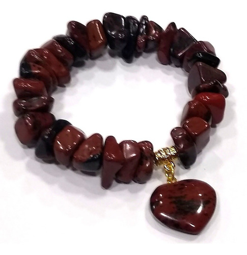 Pulseira De Obsidiana Mogno Pedra Natural Para Boas Energias