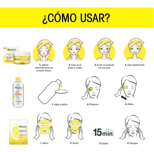 Imagen 2 de 4 de Kit Garnier Express Aclara: Crema + Agua Micelar + Mascaras