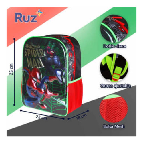 Mochila Primaria Ruz Spiderman 3d Metálico