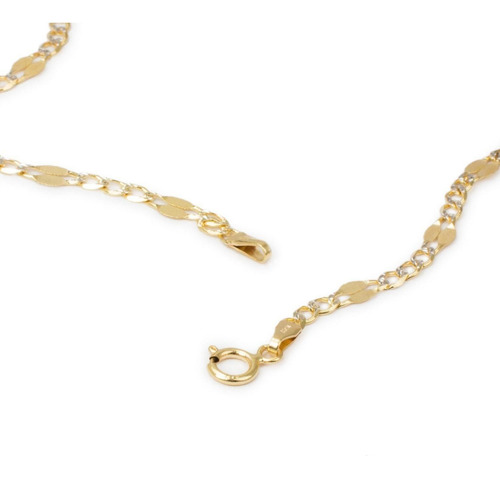 Cadena Figaro 3x1 Fina Bitono 2.5mm 60cm Oro Italiano 10k Color Dorado