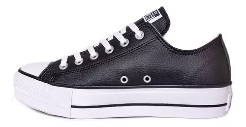 Converse Plataforma Cuero Negras 100% Original