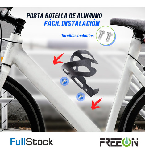 Porta Ánfora Para Bicicleta Aluminio Negro Ligero Freeon