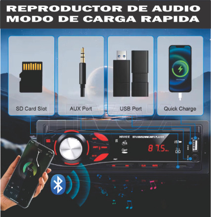 Estereo 1 Din Bluetooth Llamadas Reproductor Mp3 Aux/usb/tf