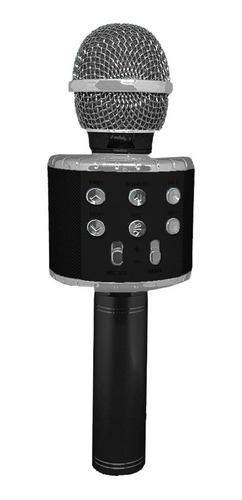 Microfono Karaoke De Metal Negro Con Bluetooth Y Parlante