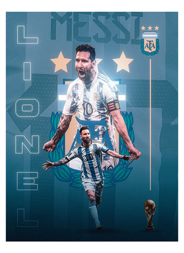 Póster Papel Fotográfico Messi Campeon Copa Mundial 60x80
