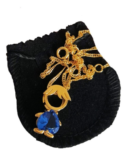 Imagem 2 de 5 de Colar Menino Azul Banhado A Ouro 18k Pingente De Menino Azu
