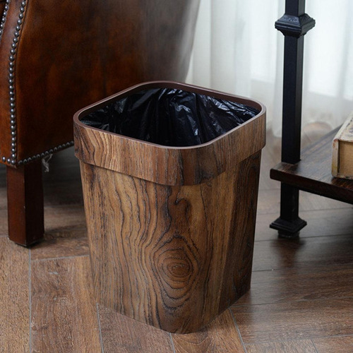 Papelera Grano Madera Mimético Retro Papelera