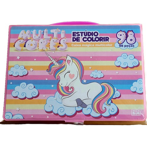 Kit Escolar 98 Peças Pintura Unicórnio Rosa