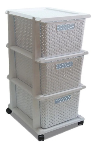 Cajonera De 3 Cajones Organizador Plastico Rattan Con Ruedas