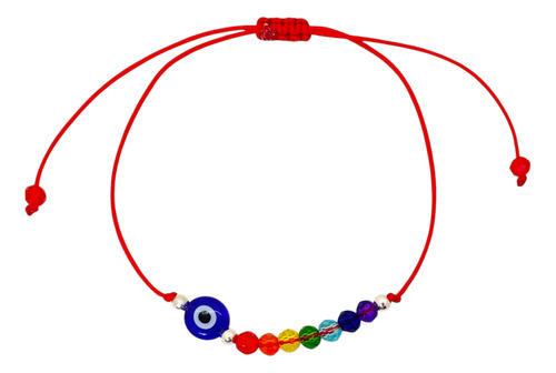 Pulsera Cristales 7 Chakras Dije Amuleto Protector Acero Ojo Turco Azul 0 Mm