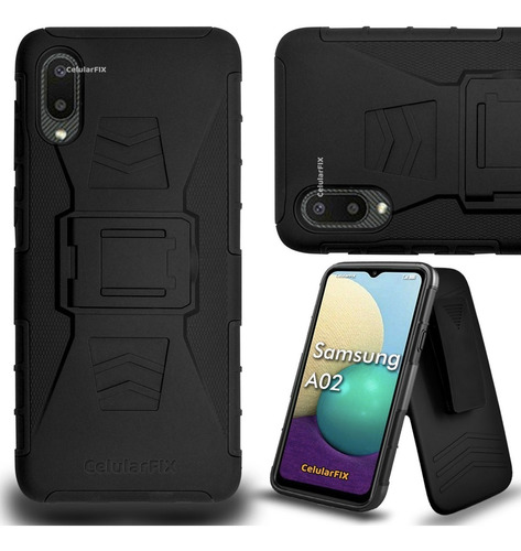 Funda Protector P/ Samsung A02, Uso Rudo Con Clip