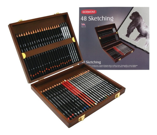 Lapices Derwent Sketching Caja De Madera X48