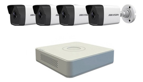 Kit Ip Full Poe Cctv Hikvision Nvr 4 Canales + 4 Bullet 1mpx