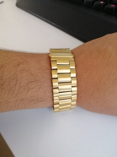 Correa Acero Inoxidable Para Smartwatch Chibear Mujer Zl02 Dorado 2.2 Cm