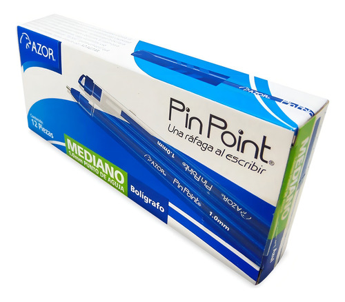 Bolígrafo Azor Pin Point Transparente Tinta Azul Caja 12 Transparente Azul