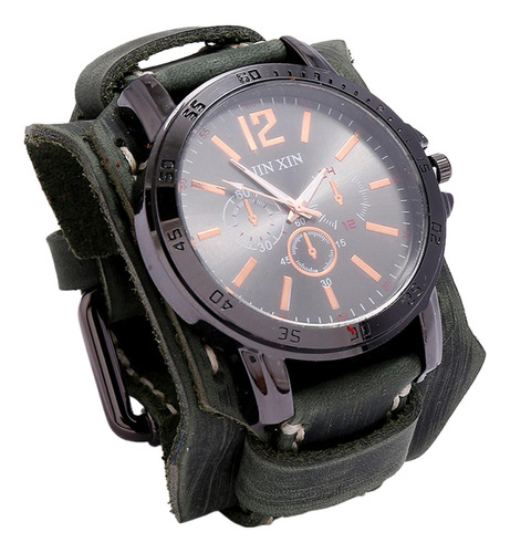 Reloj De Pulsera Para Hombre, Brazalete Punk, Hebilla Verde