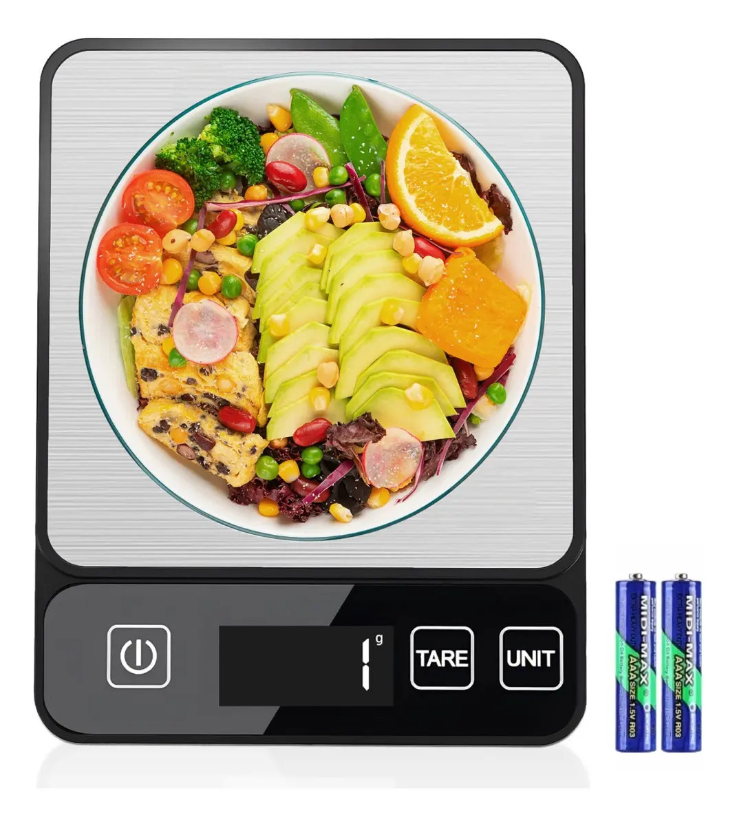 Báscula Digital de Cocina Lynklap 10kg con Precisión de 1g, Acero Inoxidable, Función Tara, Pantalla LED, Impermeable, Incluye Pilas, Ideal para Repostería, Café y Dietas