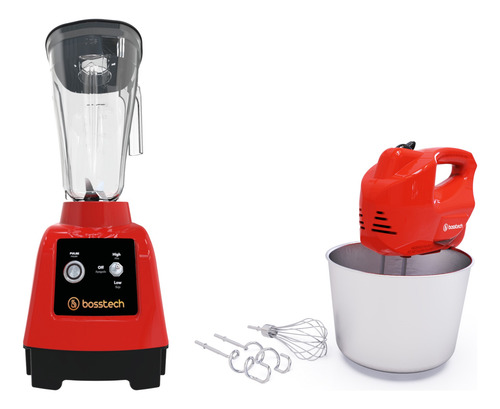 Combo/pack Licuadora Com Bosstech B5 2000w+batidora 200 Rojo