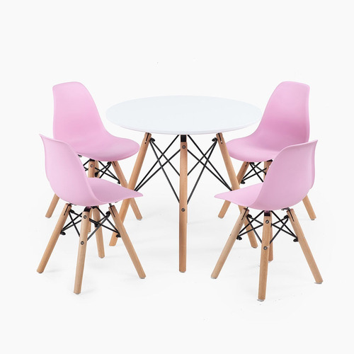 Combo Mesa Eames + 4 Silla Eames Kids Niños - Alto Impacto