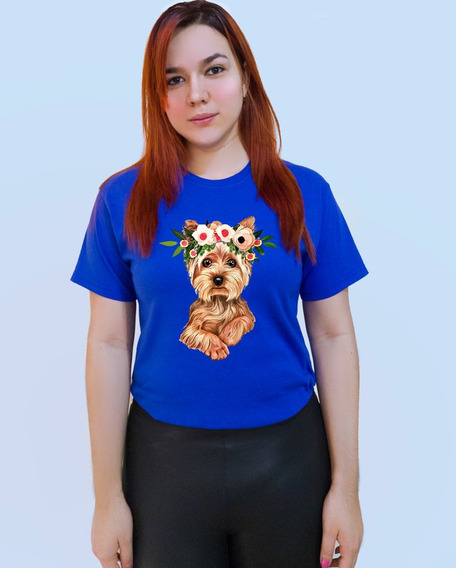 Polera Dama Estampada Algodon Perrita Yorkshire Terrier 342 Polera Dama Estampada Algodon Perrita Yorkshire Terrier 342
