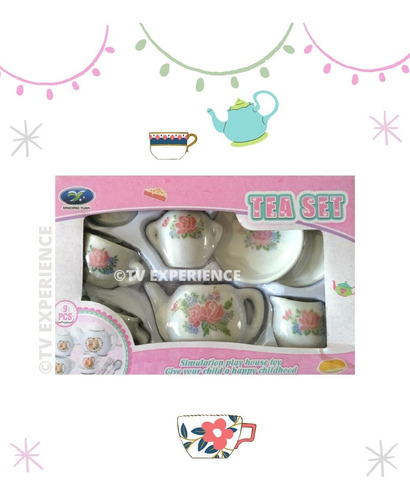 Imagen 7 de 9 de Juego De Té Porcelana Infantil Niñas Jueguito Set Té Juguete