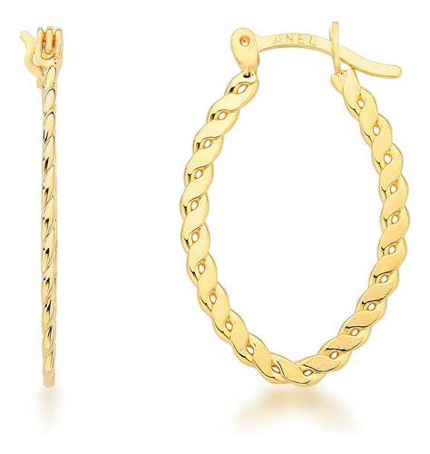 Aros Argollas De Oro 18k Laminada Trenzada Mujer Bellanel 