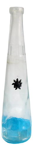 Botella Decorativa Florero De Vidrio Tallada Flor De Peltre (Usado)