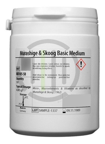 Medio De Cultivo Murashige Y Skoog Ms, Cultivo In Vitro 10 L