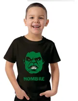 Comprar Remera Niño Hulk Dibujo Cara Personalizada Con Nombre