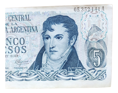 Billete 5 Pesos Ley Argentina 1971 Bott 2321 Mal Cortado
