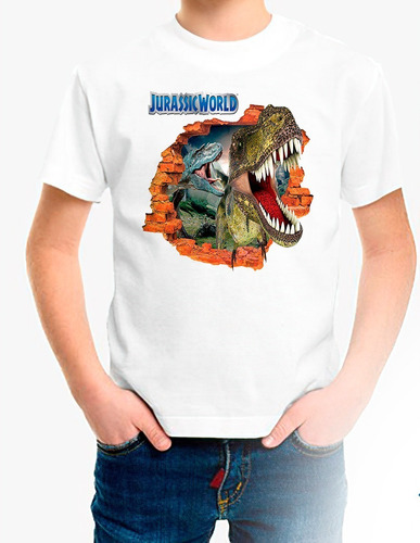 Polera Estampada 100% Algodón Niño Jurassic World Park Único