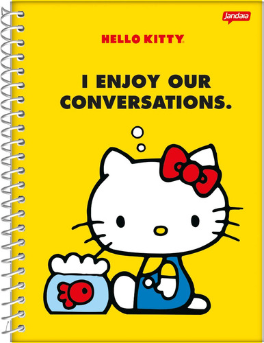 Caderno Espiral Hello Kitty Amarelo 10 Matérias 160 Folhas