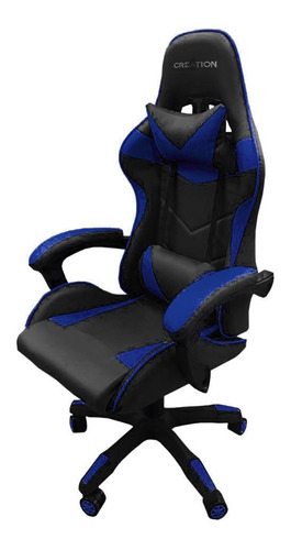 Imagen 1 de 1 de  Piu Online Silla gamer ergonómica  azul y negra con tapizado de cuero sintético