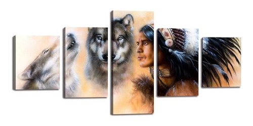 Arte De Pared De Lobo Nativo Americano Para Decoración...